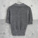 Melange Rib Short Sleeve Polo ガニー メランジ リブ ポロニット シルバーグレー レディース - NEWSED