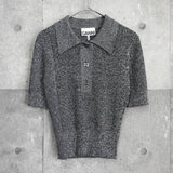 Melange Rib Short Sleeve Polo ガニー メランジ リブ ポロニット シルバーグレー レディース - NEWSED