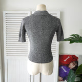 Melange Rib Short Sleeve Polo ガニー メランジ リブ ポロニット シルバーグレー レディース - NEWSED