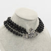 MESSALINE Three Row Beaded Choker ヴィヴィアン ウエストウッド 3連 オーブロゴ チョーカー ネックレス シルバー / ブラック