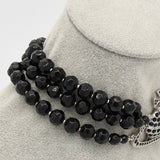 MESSALINE Three Row Beaded Choker ヴィヴィアン ウエストウッド 3連 オーブロゴ チョーカー ネックレス シルバー / ブラック - NEWSED