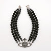 MESSALINE Three Row Beaded Choker ヴィヴィアン ウエストウッド 3連 オーブロゴ チョーカー ネックレス シルバー / ブラック