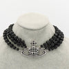 MESSALINE Three Row Beaded Choker ヴィヴィアン ウエストウッド 3連 オーブロゴ チョーカー ネックレス シルバー / ブラック