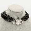 MESSALINE Three Row Beaded Choker ヴィヴィアン ウエストウッド 3連 オーブロゴ チョーカー ネックレス シルバー / ブラック