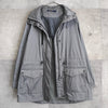 Metallic Silver Hooded Nylon Jacket