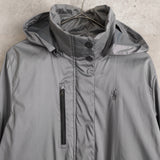 Metallic Silver Hooded Nylon Jacket - NEWSED