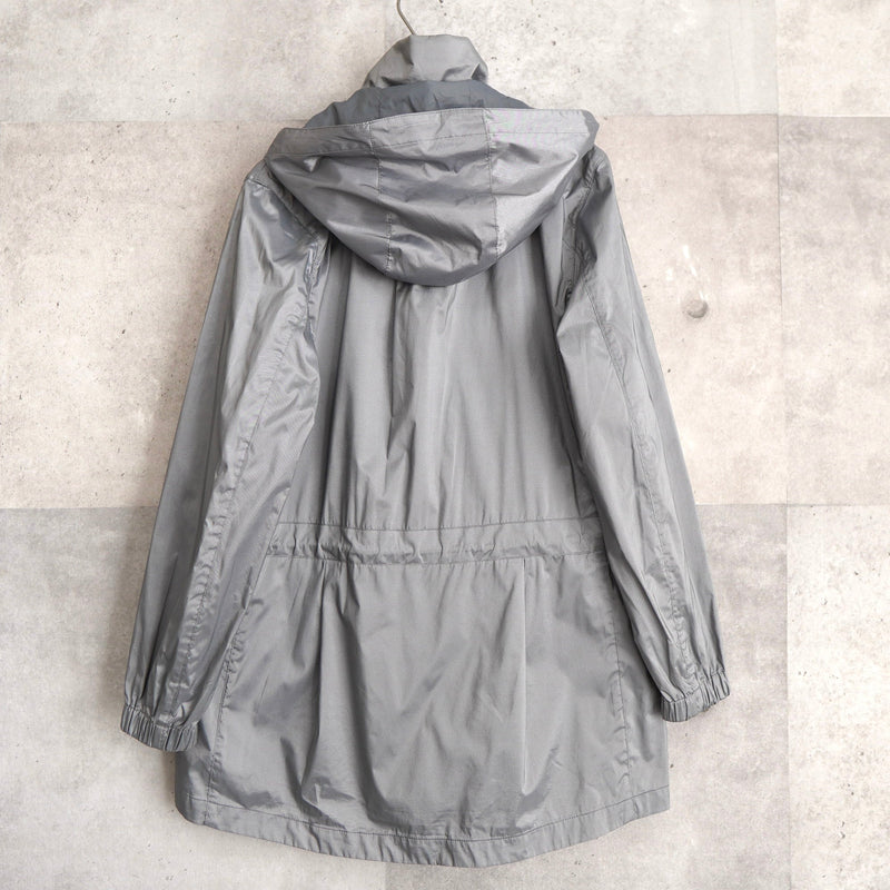 Metallic Silver Hooded Nylon Jacket - NEWSED