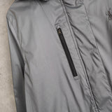 Metallic Silver Hooded Nylon Jacket - NEWSED