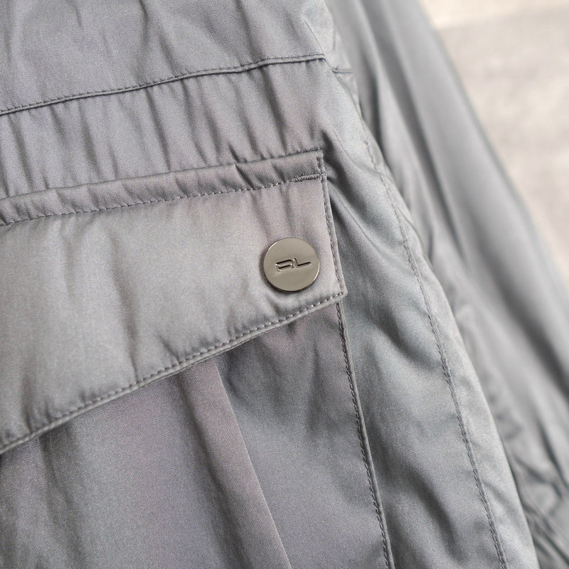 Metallic Silver Hooded Nylon Jacket - NEWSED