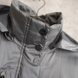 Metallic Silver Hooded Nylon Jacket - NEWSED