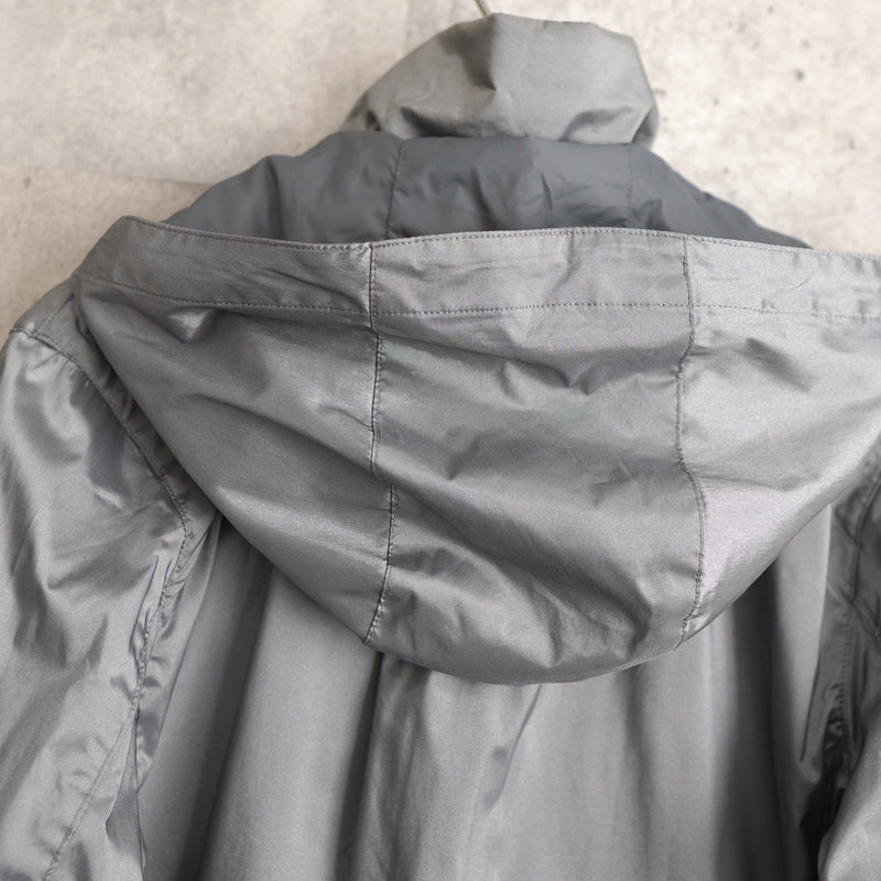 Metallic Silver Hooded Nylon Jacket - NEWSED