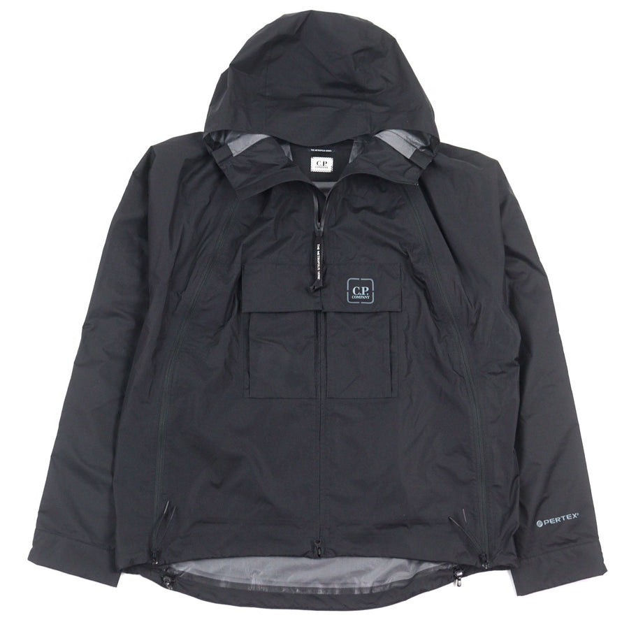シーピーカンパニー Metropolis Series Pertex Hooded Bloom Jacket ロゴバッジ付き Petrex使用 フーデッド ダブルジップ ジャケット ブラック 52 メンズ - NEWSED