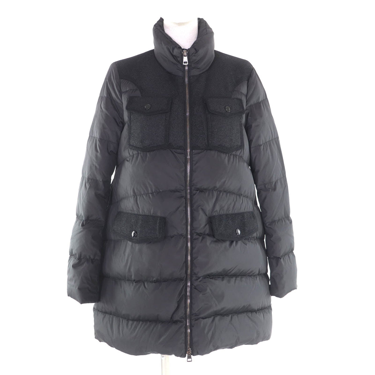 モンクレール ミハラヤスヒロ MIZUHIKI 切替デザイン ZIP UP ダウンコート ブラック 54847 レディース - NEWSED