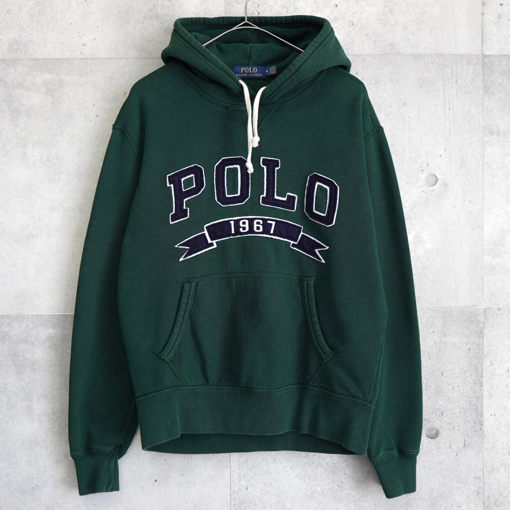 Polo Ralph Lauren hoodie with college logo patch, green, M-L size
