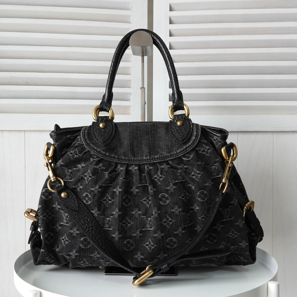 ルイヴィトン モノグラムデニム ネオカヴィ MM ノワール 2way ハンドバッグ ショルダーバッグ ブラック M95351