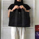 エルメス フールトゥ MM キャンバス ハンドバッグ ネイビー / グレー - NEWSED