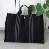 エルメス フールトゥ MM キャンバス ハンドバッグ ブラック グレー - NEWSED