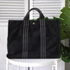 Hermes Foultou 中号帆布手提包 海军蓝/灰色