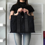 エルメス フールトゥMM キャンバス ハンドバッグ ブラック / グレー - NEWSED