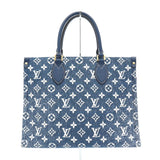 ルイ ヴィトン モノグラムジャガードデニム オンザゴーMM ハンドバッグ トートバッグ デニム ブルー M59608 - NEWSED