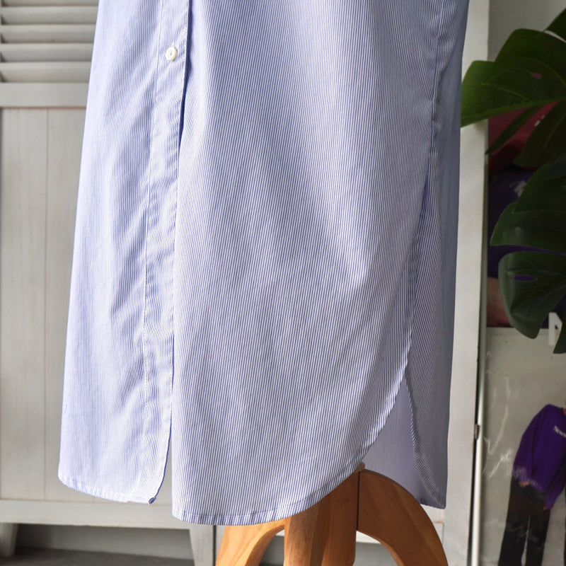 ローレン ラルフローレン ストライプ柄 ロング丈 シャツワンピース ブルー