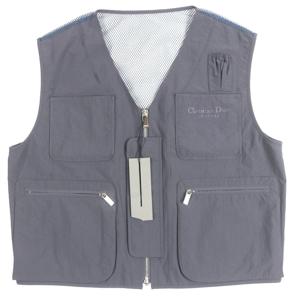 ディオール オム Multi Pocket Zipup Vest ロゴ刺繍 バックメッシュ ジップアップ ジレ ベスト グレー 52 メンズ