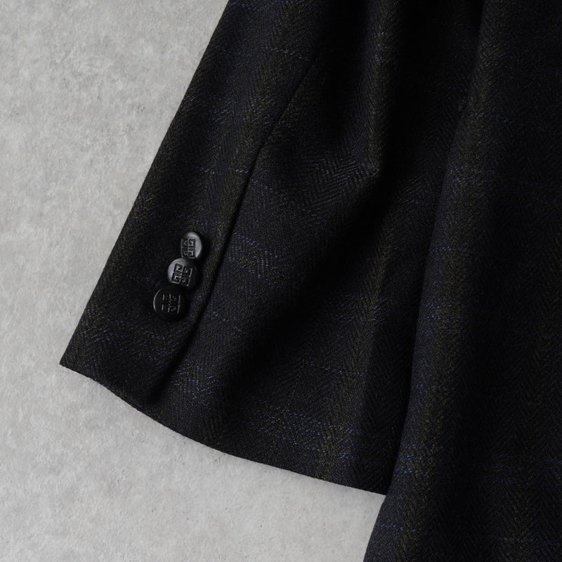 ジバンシィ 4Gロゴ ボタン チェック柄 ウール テーラードジャケット ブラック