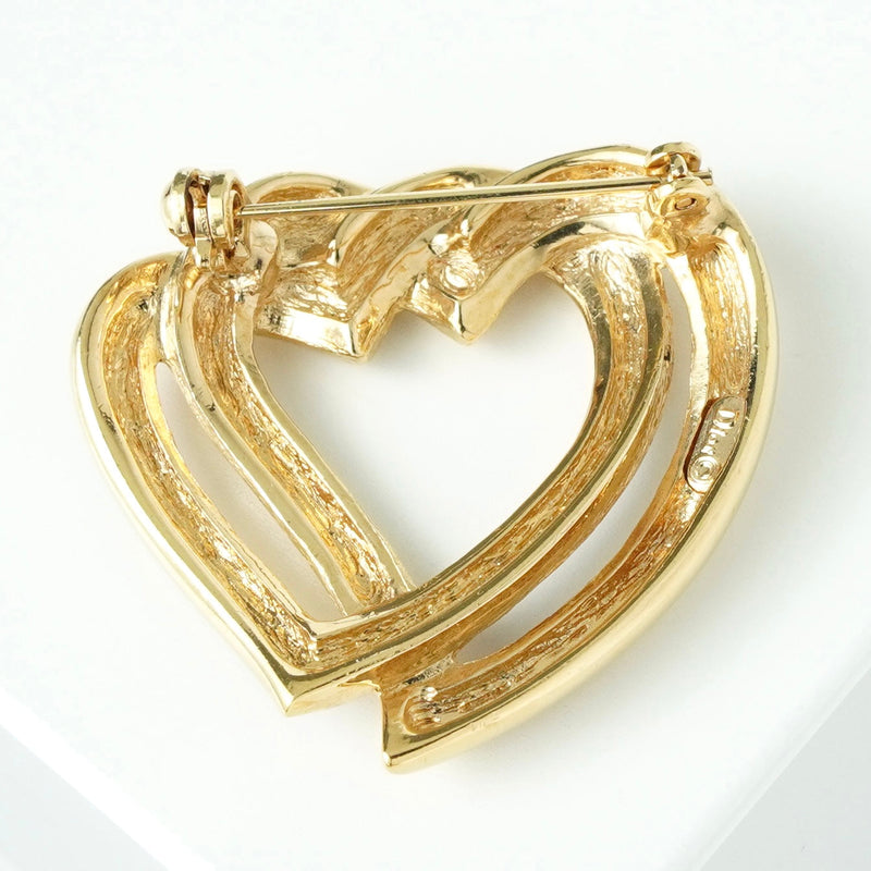 クリスチャン ディオール ハート ブローチ GP ゴールド / ブラック