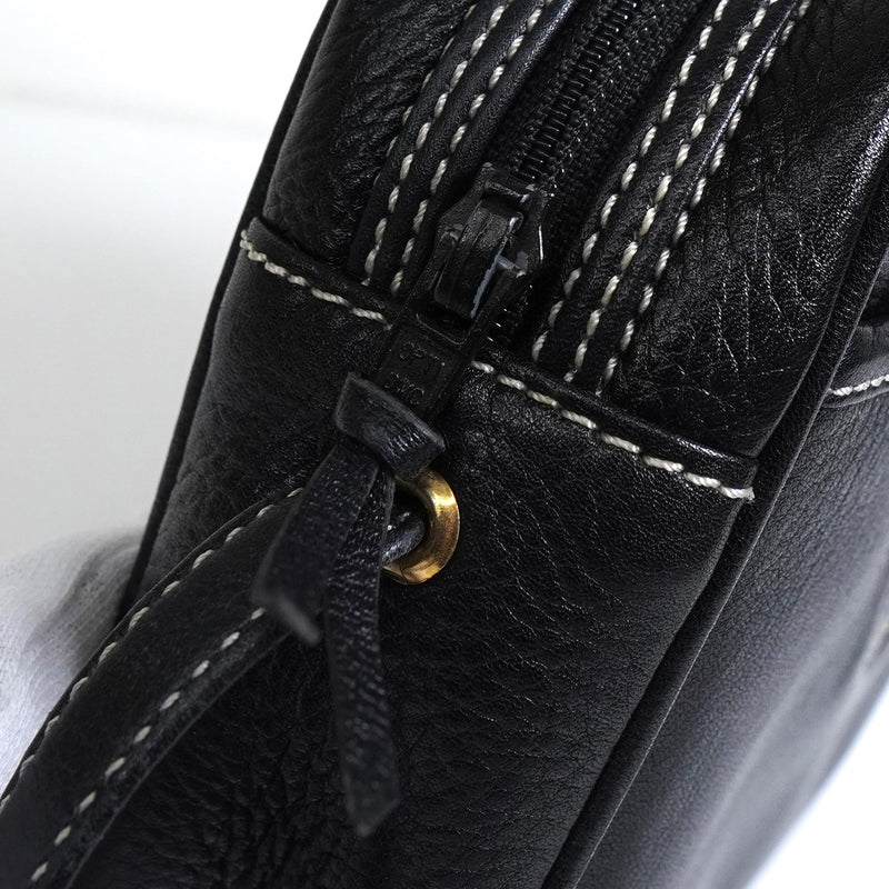 クリスチャン ディオール CDロゴ レザー ショルダーバッグ ブラック