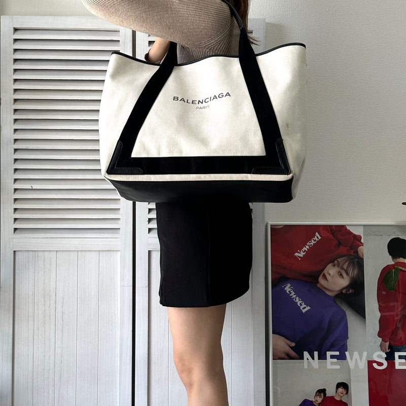 Navy Cabas Canvas Tote Bag - NEWSED
