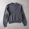 Newsed Logo Remake Knit Half Button Shawl Collar Elbow Patch Gray Blue No.456 