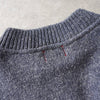 Newsed Logo Remake Knit Half Button Shawl Collar Elbow Patch Gray Blue No.456 