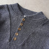 Newsed Logo Remake Knit Half Button Shawl Collar Elbow Patch Gray Blue No.456 