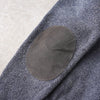 Newsed Logo Remake Knit Half Button Shawl Collar Elbow Patch Gray Blue No.456 