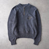Newsed Logo Remake Knit Half Button Shawl Collar Elbow Patch Gray Blue No.456 