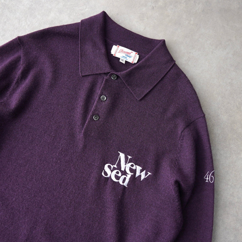 Newsed ロゴ リメイク ポロ ニット 襟付き パープル No.463 - NEWSED