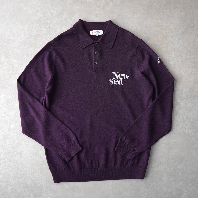 Newsed ロゴ リメイク ポロ ニット 襟付き パープル No.463 - NEWSED