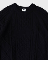 NL CABLE KNIT L/S ナイキ スウッシュ ケーブル編み ニット ブラック Lサイズ メンズ レディース - NEWSED