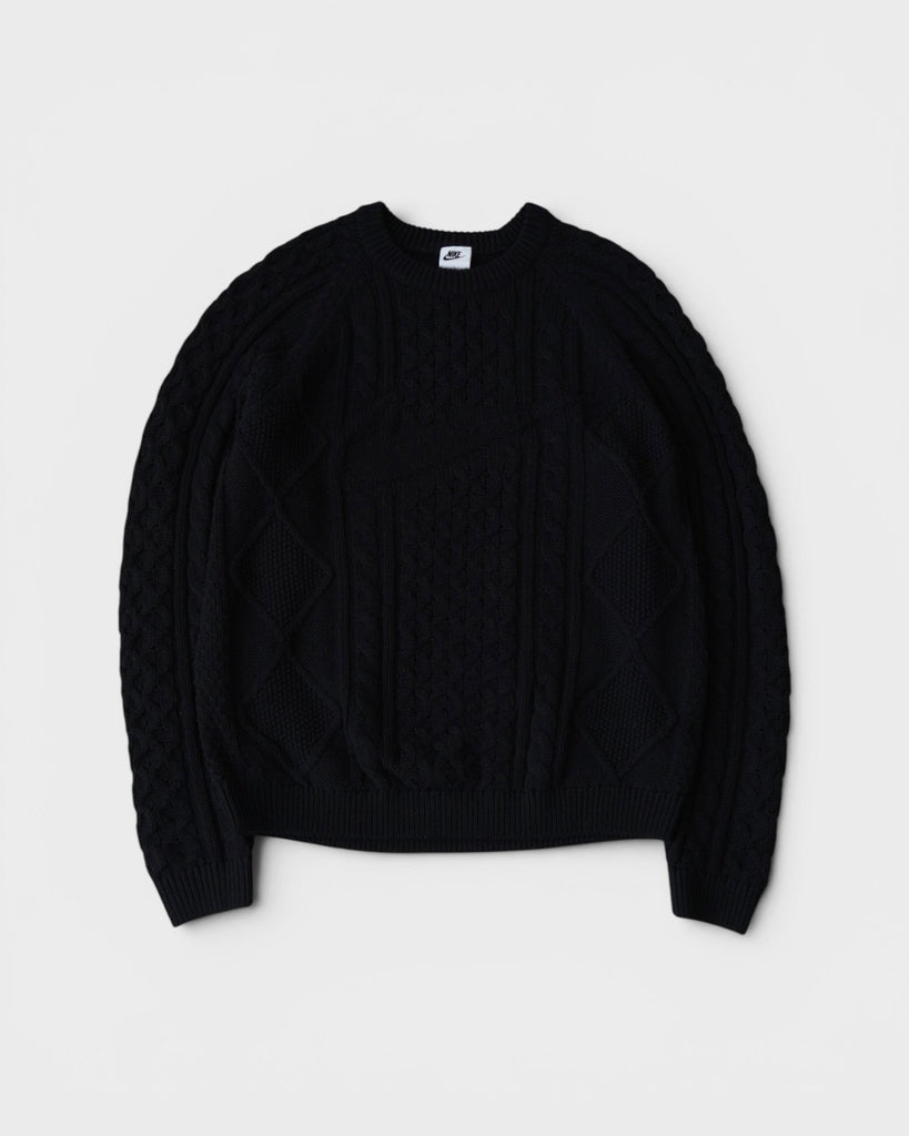 NL CABLE KNIT L/S ナイキ スウッシュ ケーブル編み ニット ブラック Lサイズ メンズ レディース