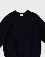 NL CABLE KNIT L/S ナイキ スウッシュ ケーブル編み ニット ブラック Lサイズ メンズ レディース - NEWSED