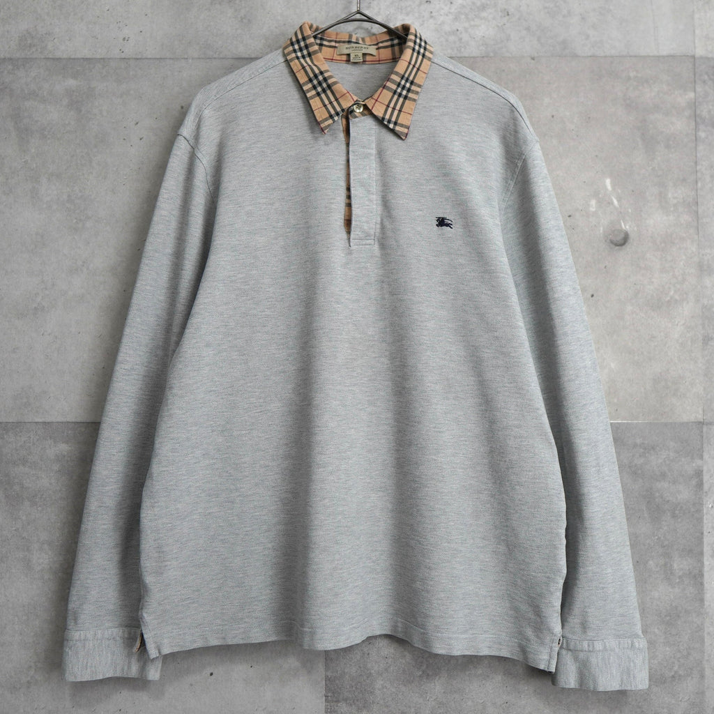 Nova Check Collar Long Sleeve Polo Shirt
