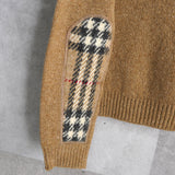 Nova Check Elbow Patch Wool Sweater - NEWSED