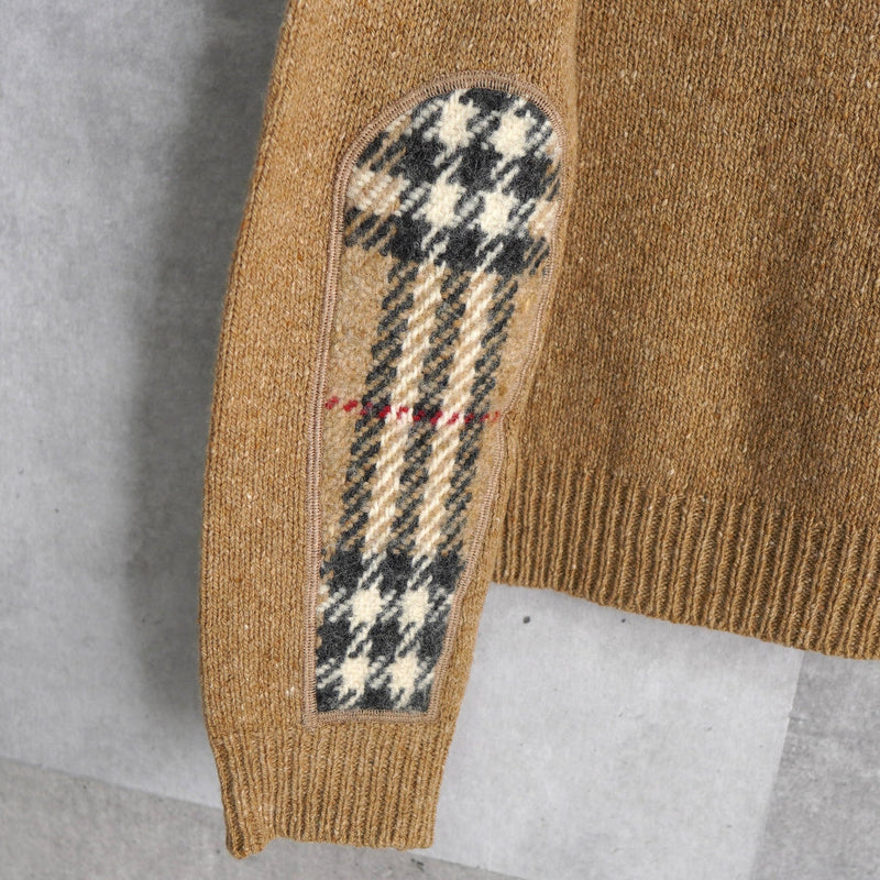 Nova Check Elbow Patch Wool Sweater - NEWSED