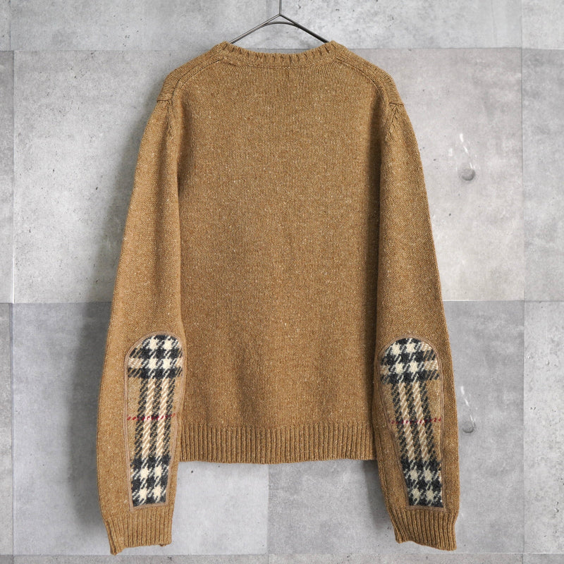 Nova Check Elbow Patch Wool Sweater - NEWSED