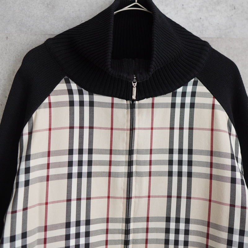 Nova Check Rib Neck Zip - up Sweater - NEWSED