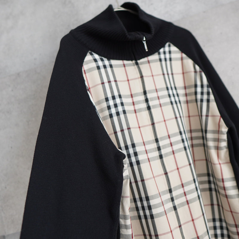 Nova Check Rib Neck Zip - up Sweater - NEWSED