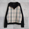 Nova Check Rib Neck Zip-up Sweater