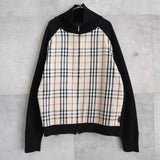 Nova Check Rib Neck Zip - up Sweater - NEWSED