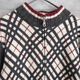 Nova Check Zip - up Sweater - NEWSED