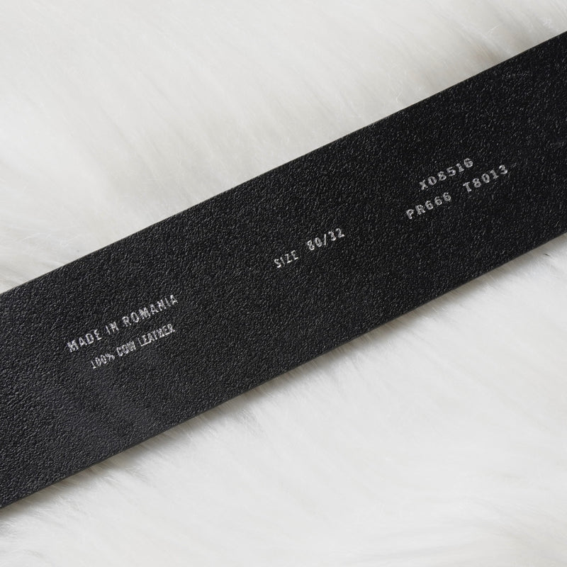 ディーゼル ロゴ レザー ベルト 80 / 32 ブラック / シルバー